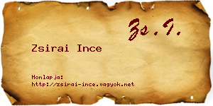 Zsirai Ince névjegykártya
